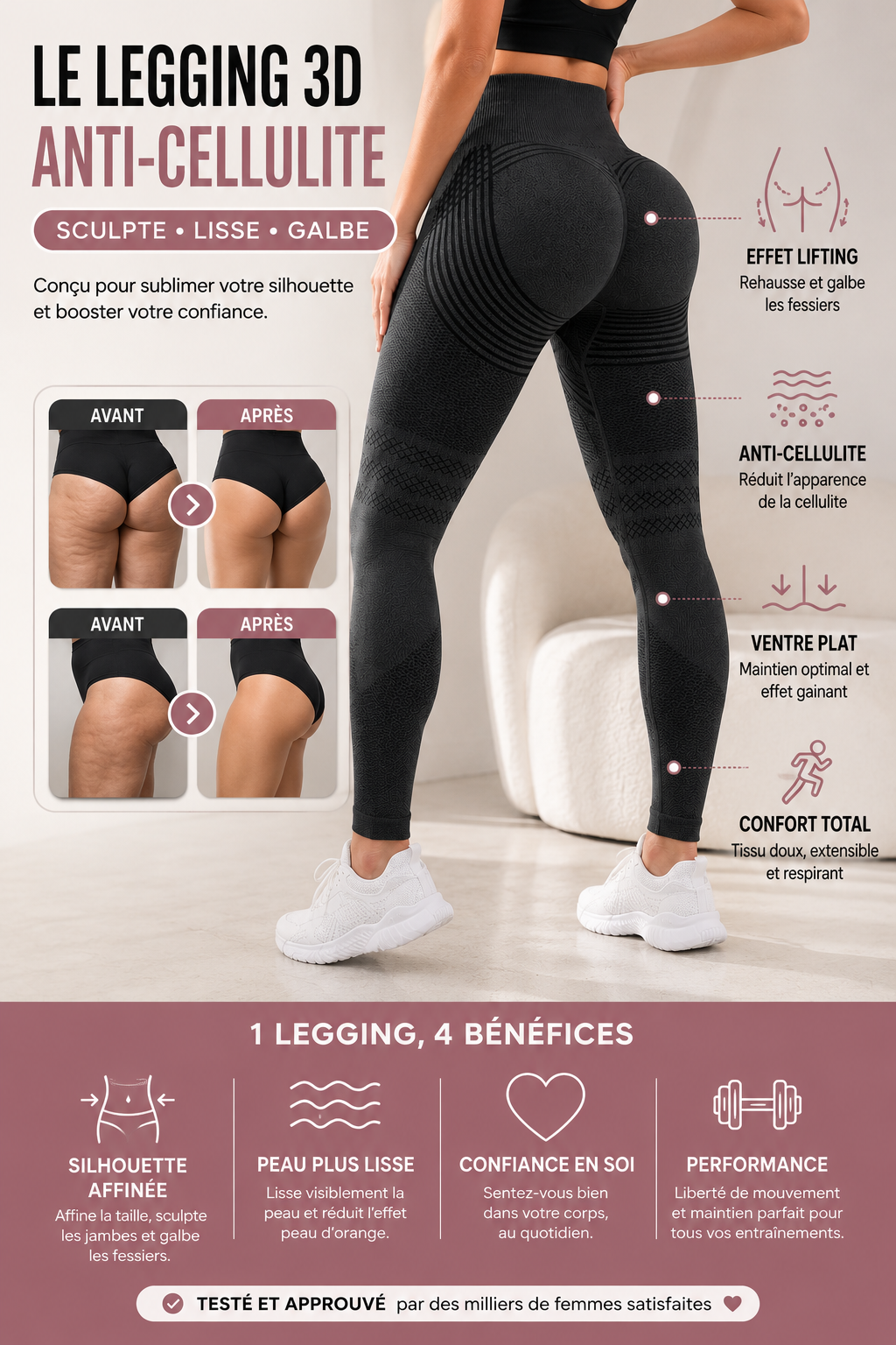 Legging Sculptant 3D™ | Technologie Drainante